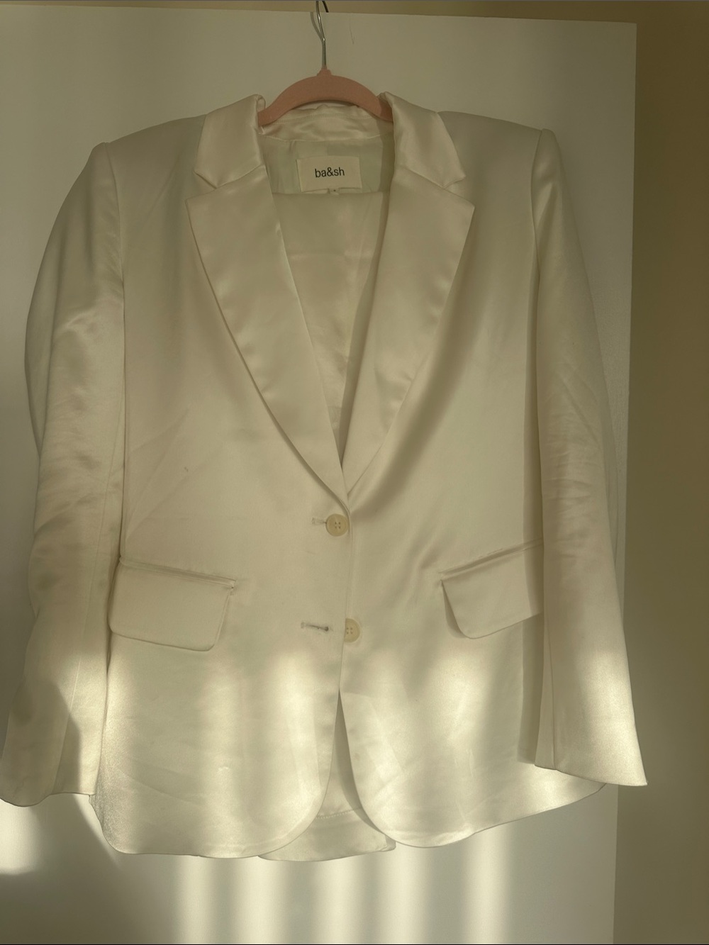 ba&sh Ivory Satin Tailored Blazer